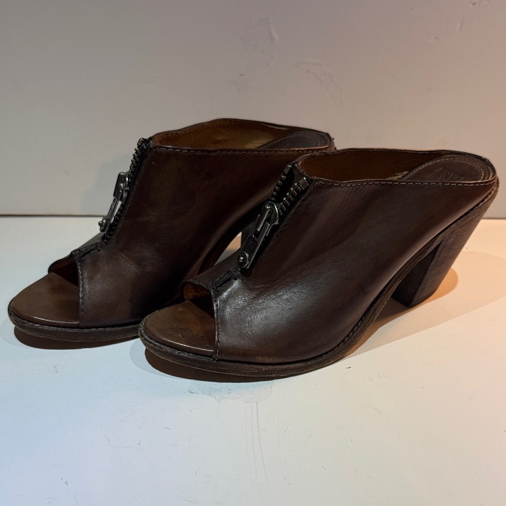 Frye Dark Brown Leather Women's Mules